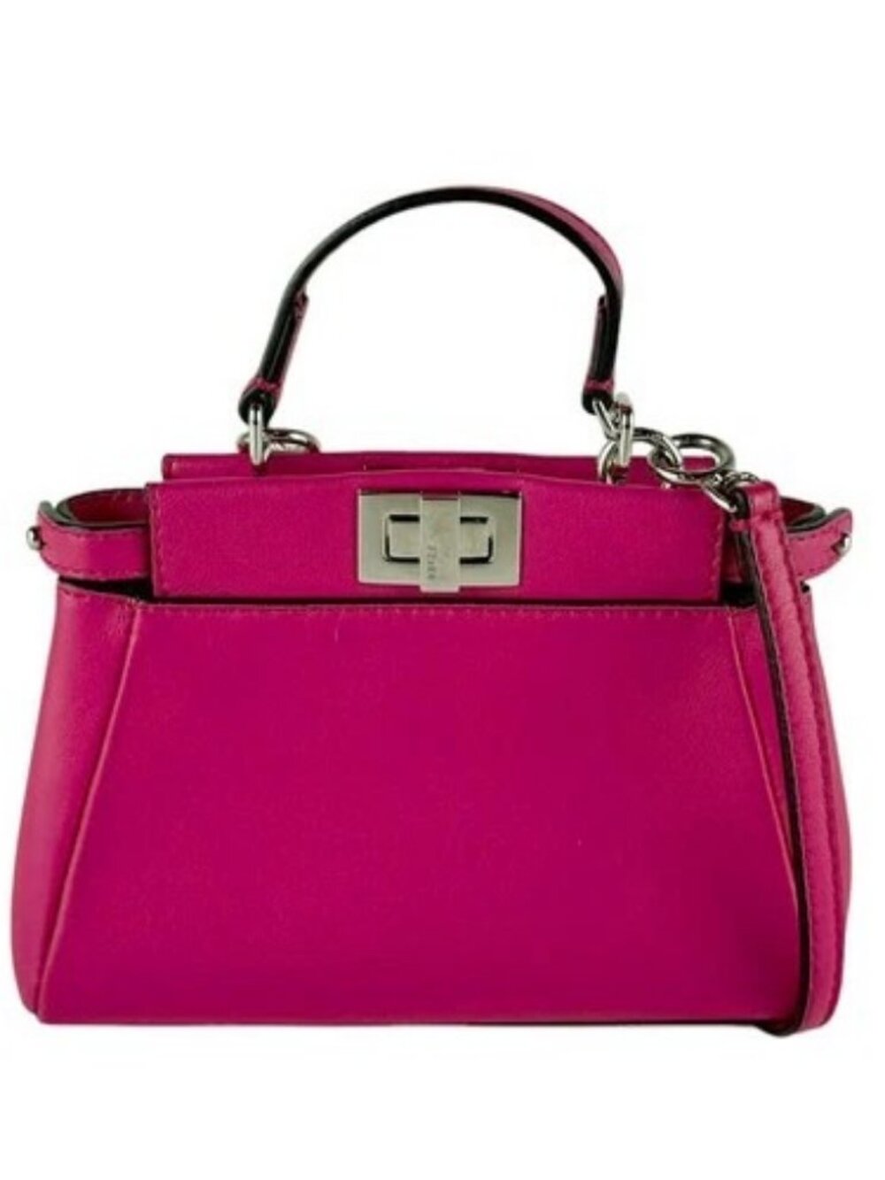 Auth FENDI Micro Peekaboo Shoulder Bag Handbag Pink/Silver Leather - z10642